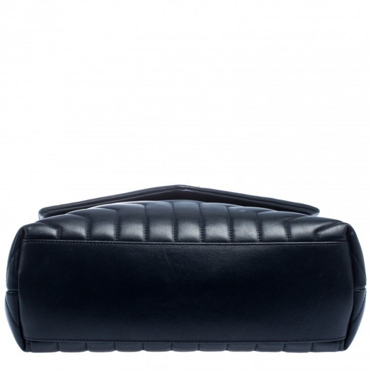 Pre Owned Saint Laurent Blue Matelasse Leather Medium Lou Lou Shoulder Bag