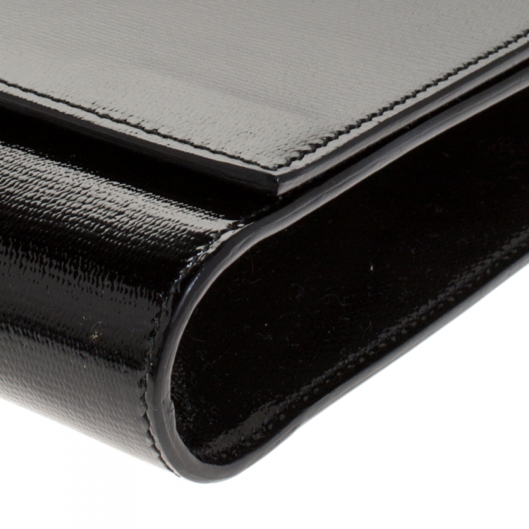 Pre Owned Saint Laurent Black Patent Leather Large Chyc Clutch