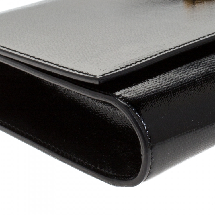 Pre Owned Saint Laurent Black Patent Leather Large Chyc Clutch