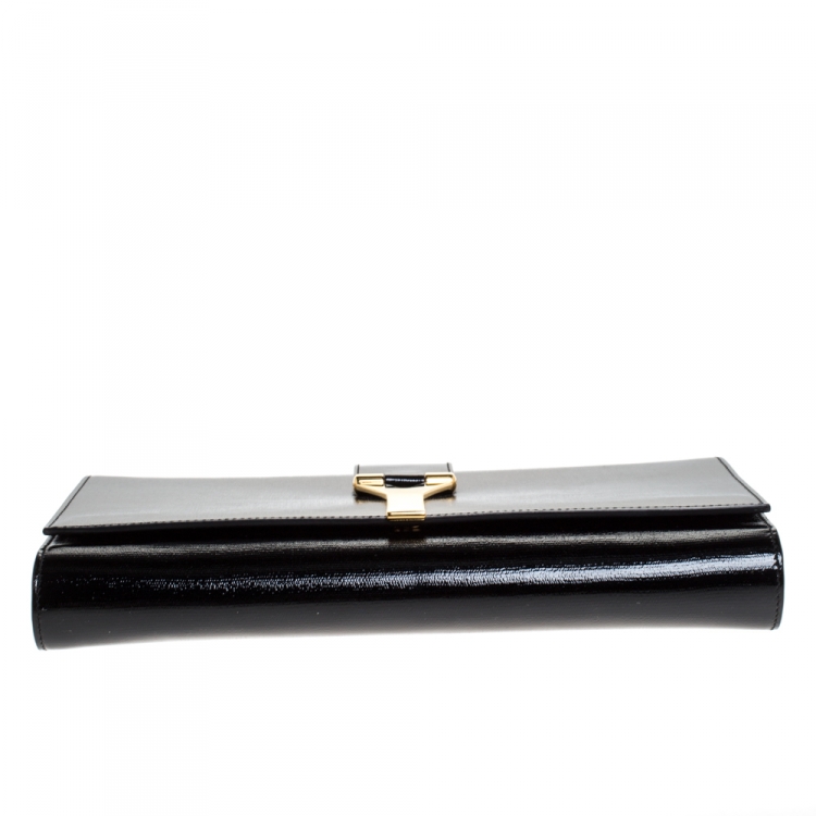 Pre Owned Saint Laurent Black Patent Leather Large Chyc Clutch