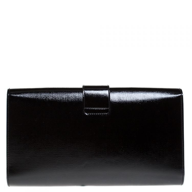 Pre Owned Saint Laurent Black Patent Leather Large Chyc Clutch
