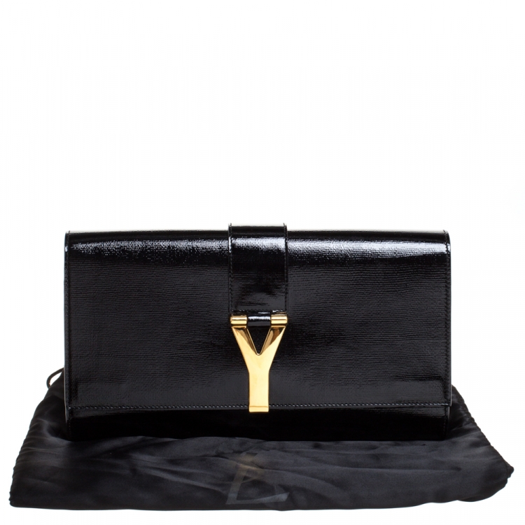 Pre Owned Saint Laurent Black Patent Leather Large Chyc Clutch