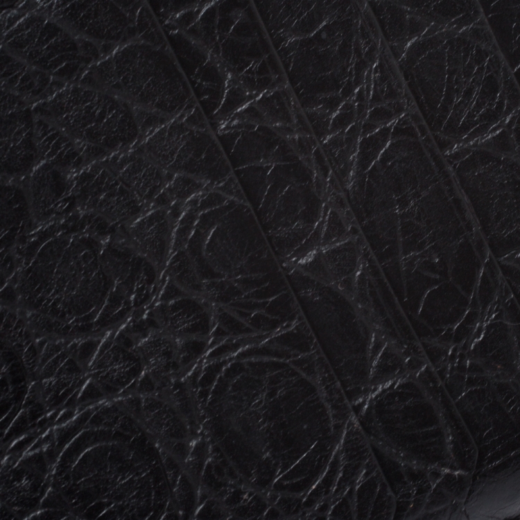 Pre Owned Saint Laurent Black Croc Embossed Leather Zipped Fragments Credit Case