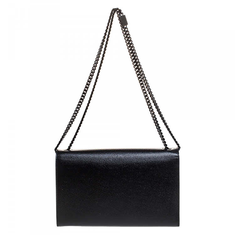 Pre Owned Saint Laurent Black Leather Medium Kate Shoulder Bag