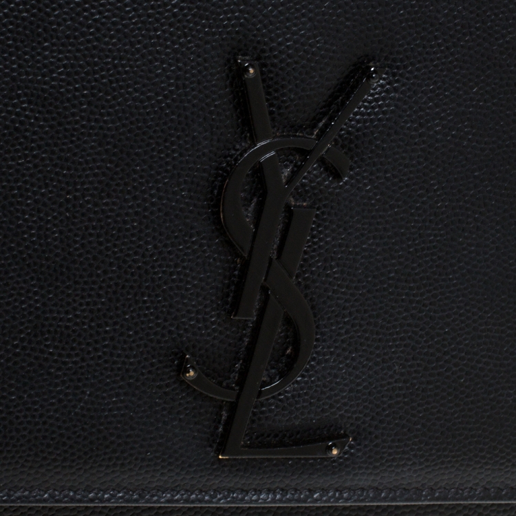 Pre Owned Saint Laurent Black Leather Medium Kate Shoulder Bag