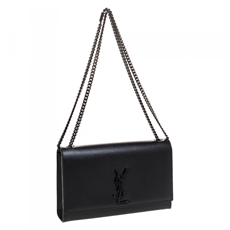 Pre Owned Saint Laurent Black Leather Medium Kate Shoulder Bag