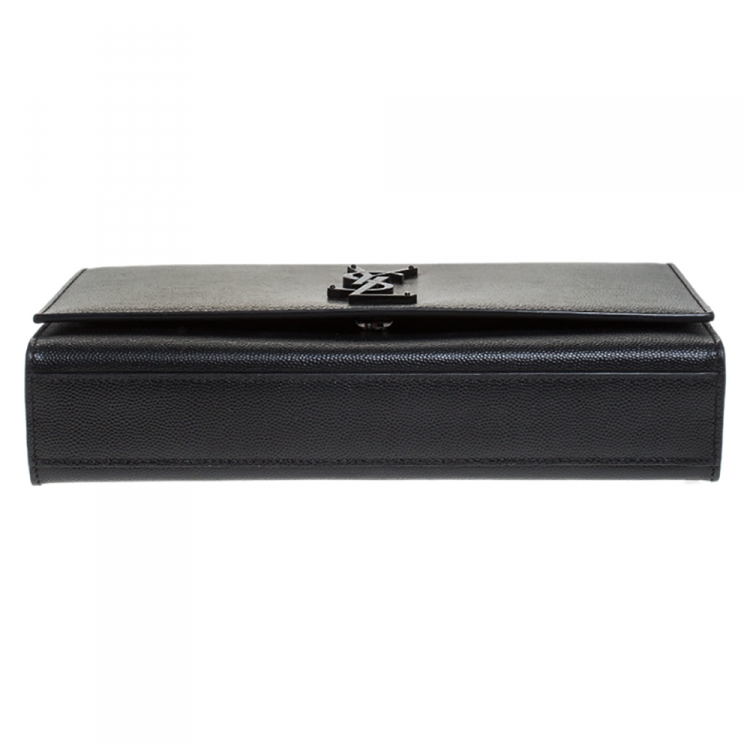 Pre Owned Saint Laurent Black Leather Medium Kate Shoulder Bag