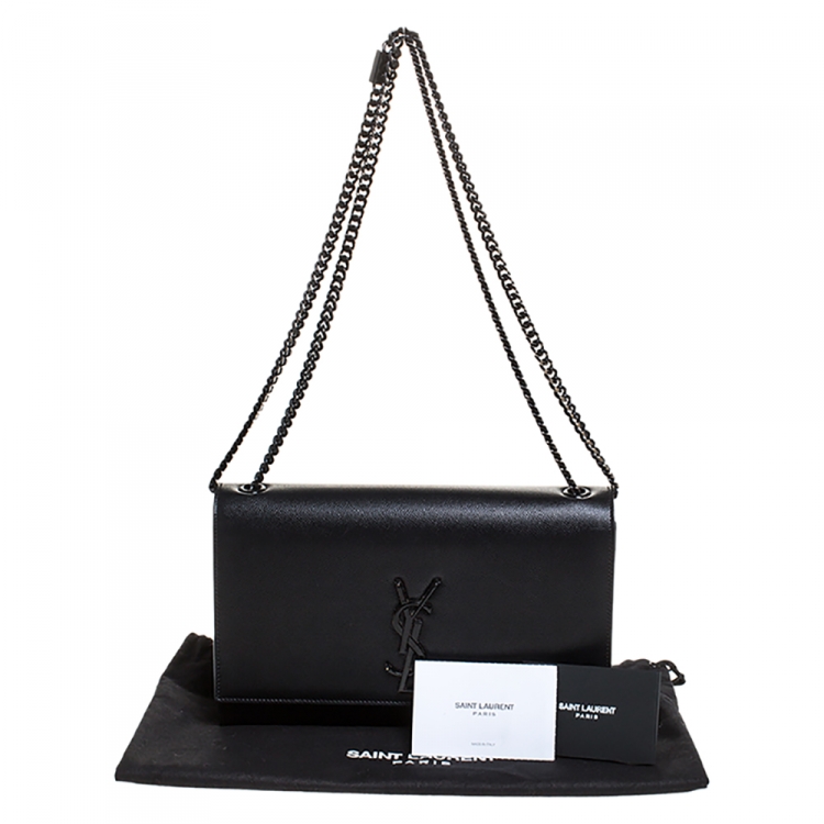 Pre Owned Saint Laurent Black Leather Medium Kate Shoulder Bag