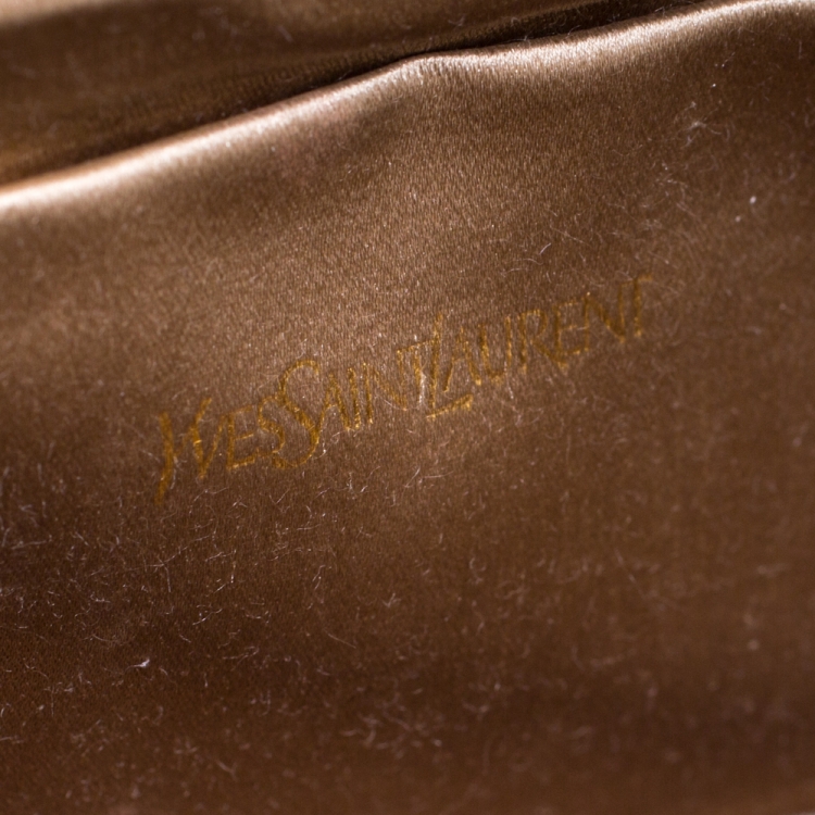 Pre Owned Saint Laurent Gold Patent Leather Belle De Jour Flap Clutch