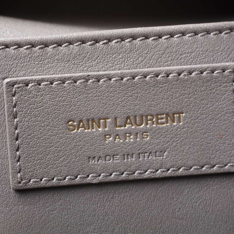 Pre Owned Saint Laurent Grey Leather Small Monogramme Cabas Tote