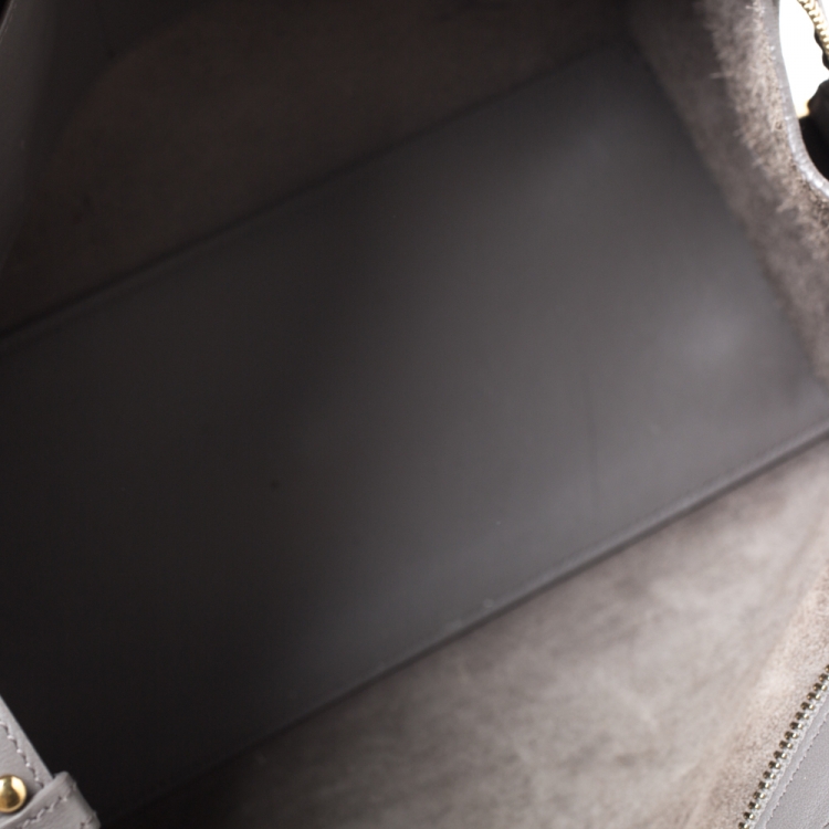 Pre Owned Saint Laurent Grey Leather Small Monogramme Cabas Tote