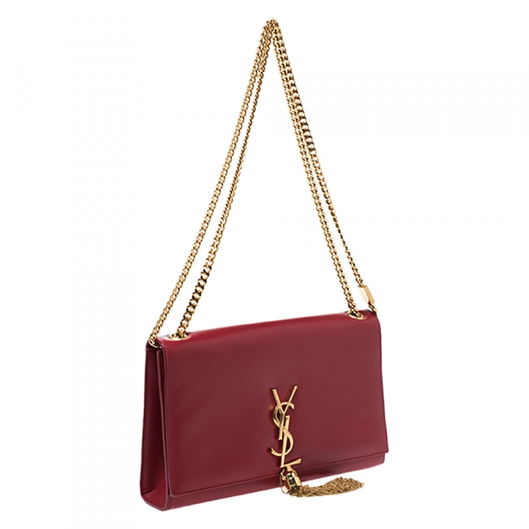 Pre Owned Saint Laurent Red Leather Medium Kate Tassel Shoulder Bag