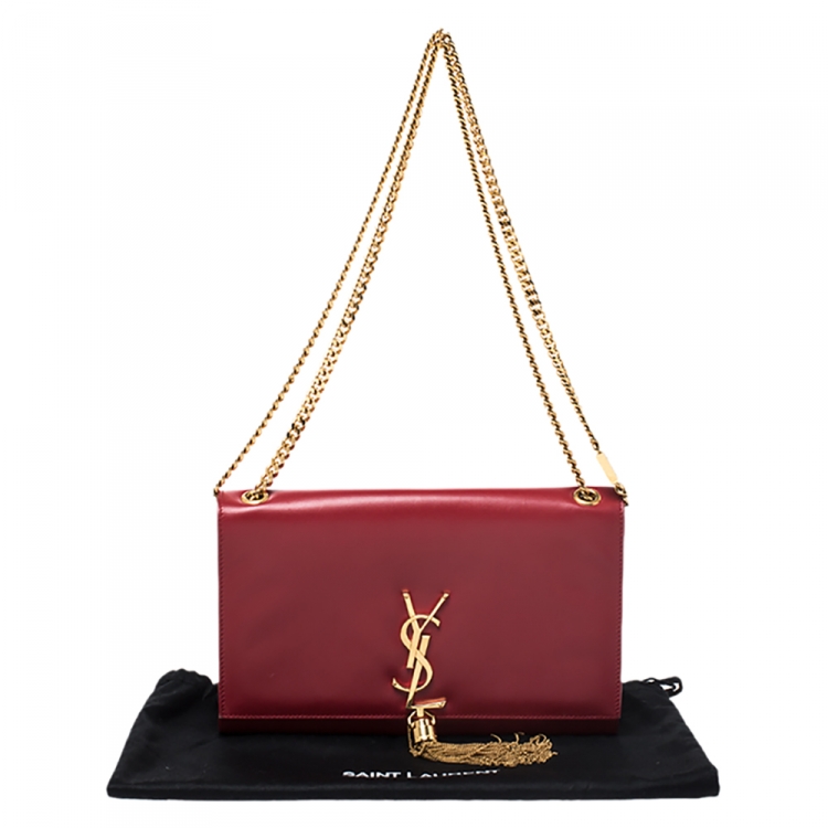 Pre Owned Saint Laurent Red Leather Medium Kate Tassel Shoulder Bag