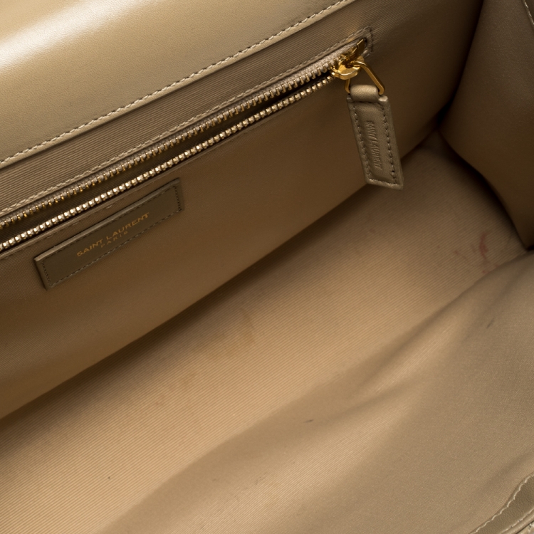 Pre Owned Saint Laurent Beige Matelasse Leather Large Cassandre Flap Bag