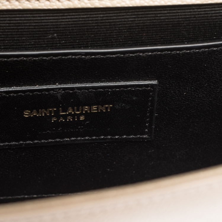 Pre Owned Saint Laurent Beige Leather Small Monogram Kate Shoulder Bag