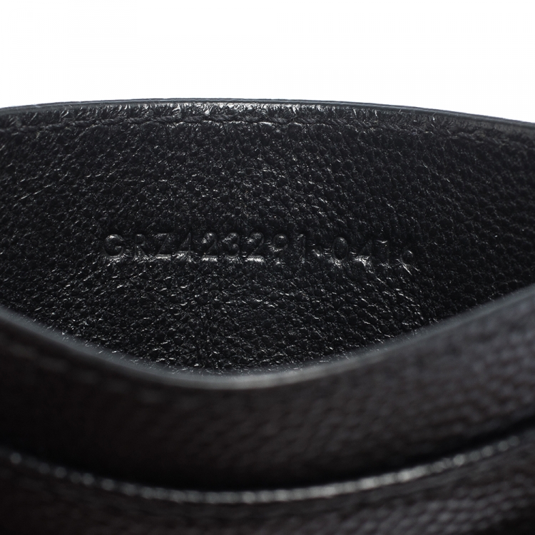 Pre Owned Saint Laurent Black Matelasse Leather Monogram Card Holder