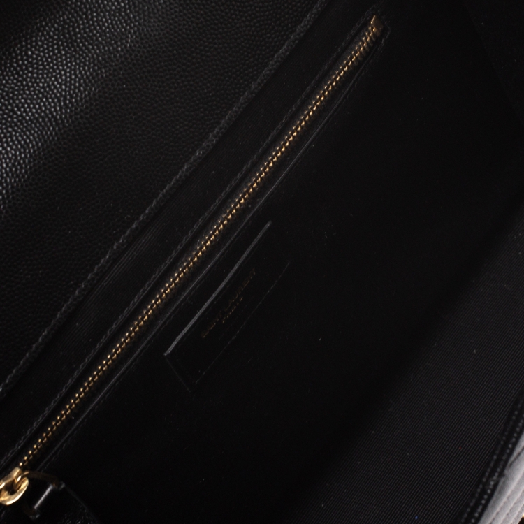 Pre Owned Saint Laurent Black Matelasse Leather Large Cassandre Flap Bag
