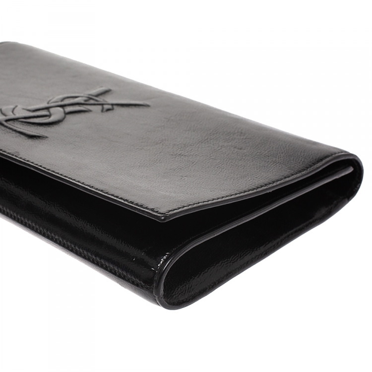 Pre Owned Saint Laurent Black Patent Leather Belle De Jour Flap Clutch
