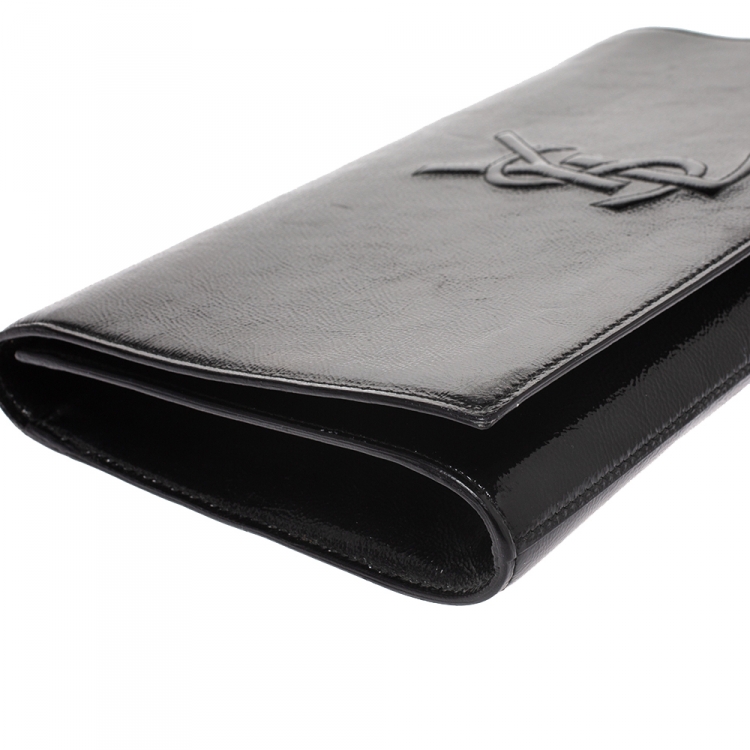Pre Owned Saint Laurent Black Patent Leather Belle De Jour Flap Clutch