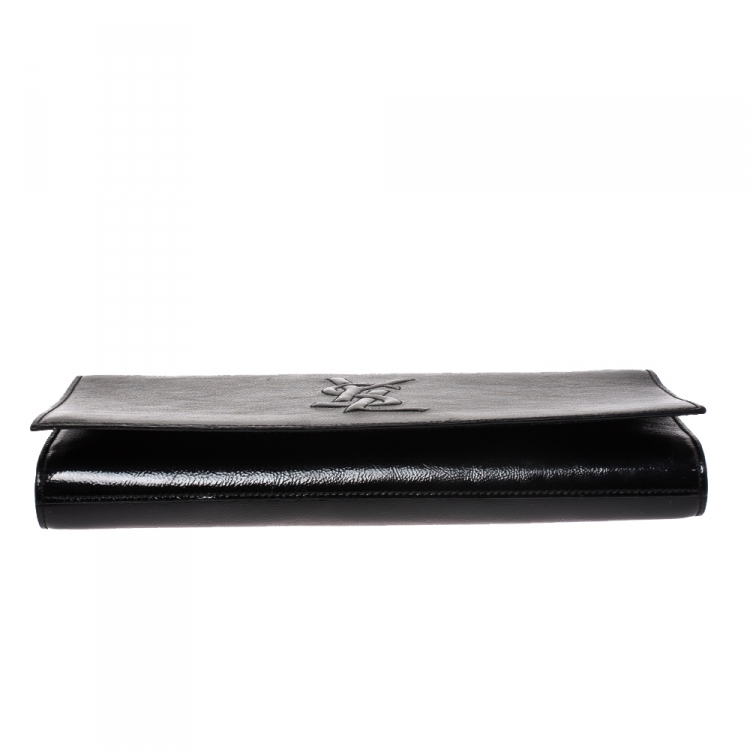 Pre Owned Saint Laurent Black Patent Leather Belle De Jour Flap Clutch