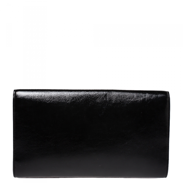 Pre Owned Saint Laurent Black Patent Leather Belle De Jour Flap Clutch