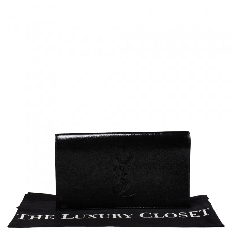 Pre Owned Saint Laurent Black Patent Leather Belle De Jour Flap Clutch