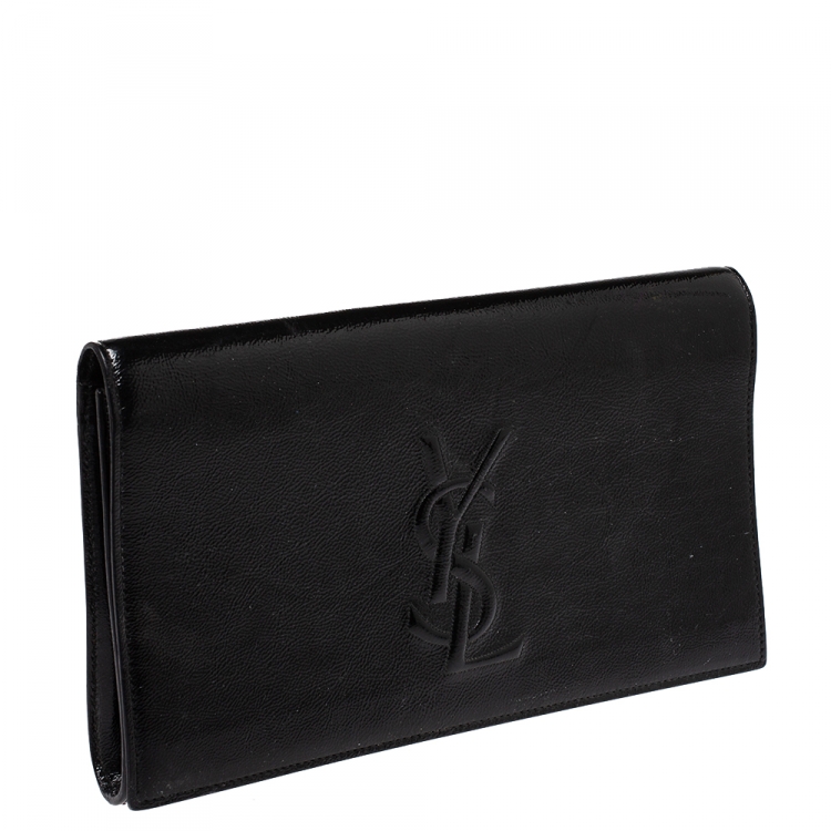 Pre Owned Saint Laurent Black Patent Leather Belle De Jour Flap Clutch