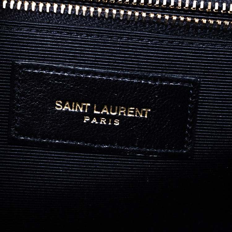 Pre Owned Saint Laurent Black Leather Monogram Envelope Shoulder Bag