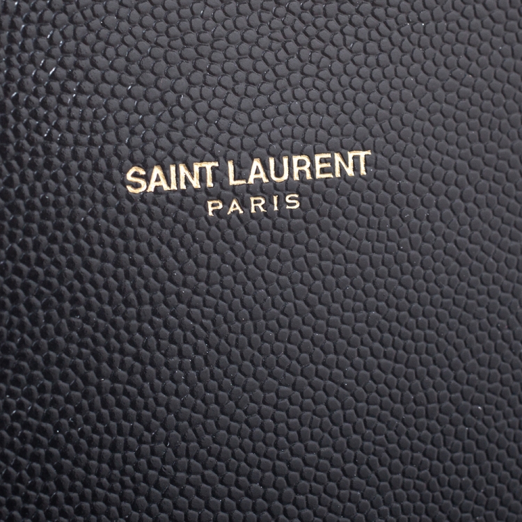 Pre Owned Saint Laurent Black Leather Monogram Envelope Shoulder Bag