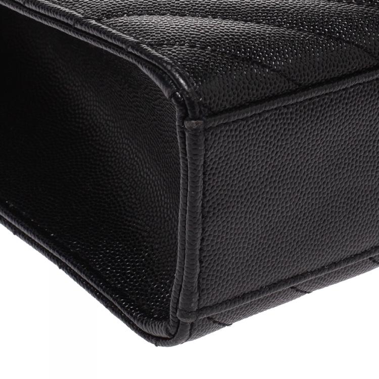 Pre Owned Saint Laurent Black Leather Monogram Envelope Shoulder Bag