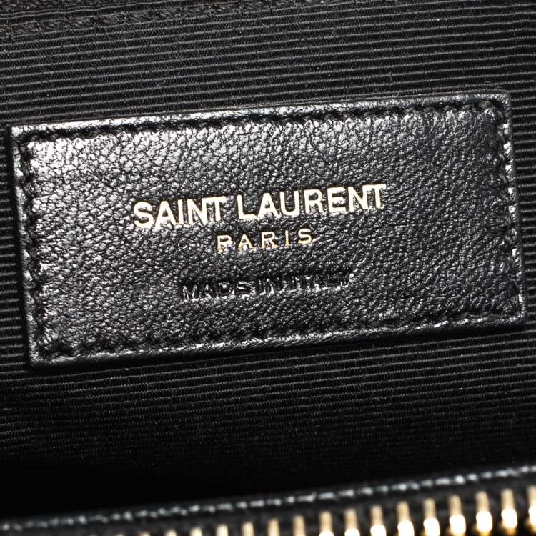 Pre Owned Saint Laurent Black Matelasse Leather Cassandre Shopper Tote