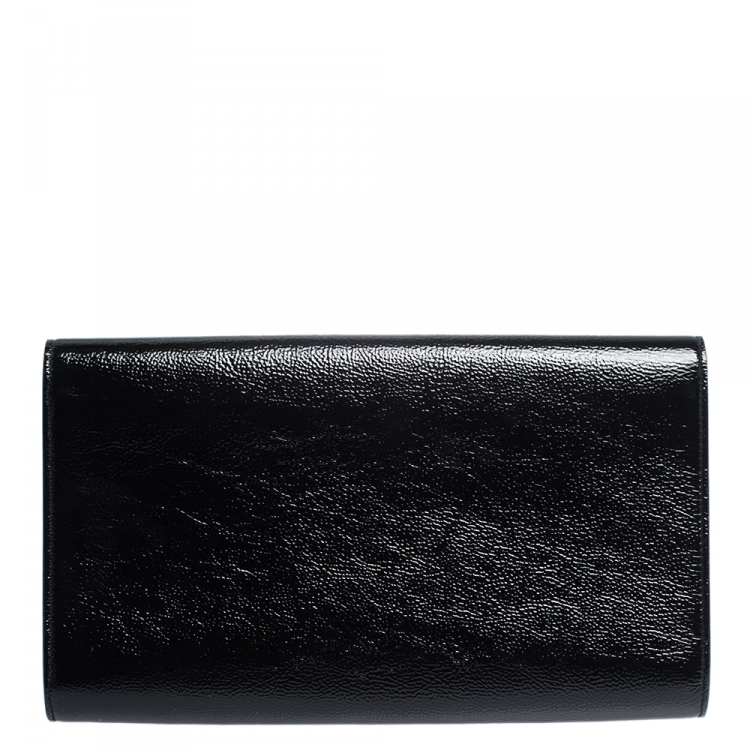 Pre Owned Saint Laurent Black Patent Leather Belle De Jour Flap Clutch