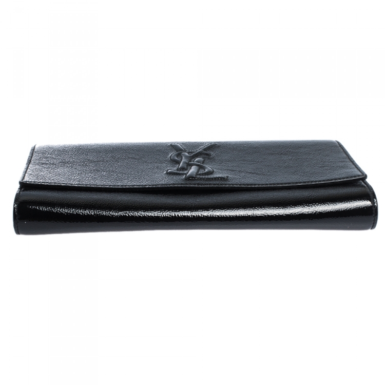 Pre Owned Saint Laurent Black Patent Leather Belle De Jour Flap Clutch