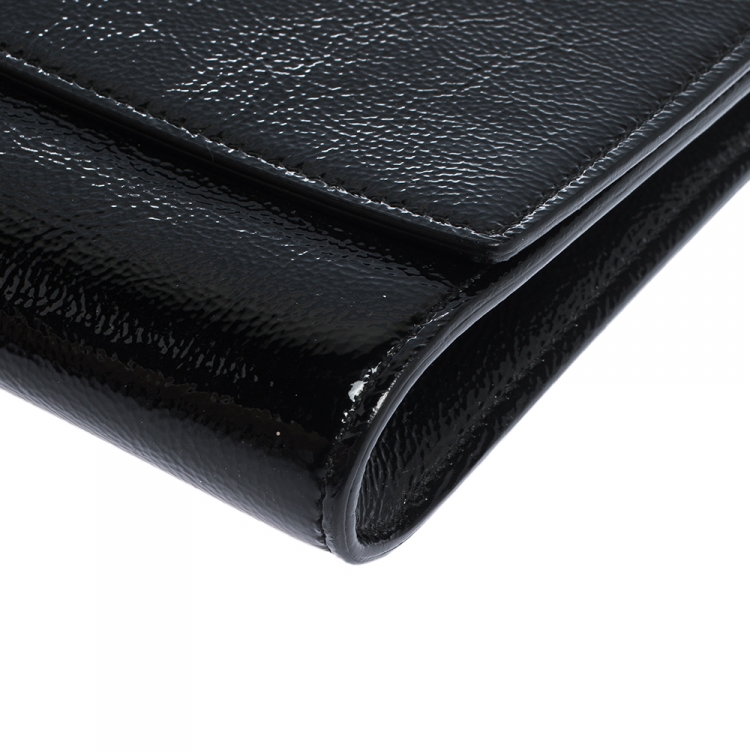 Pre Owned Saint Laurent Black Patent Leather Belle De Jour Flap Clutch