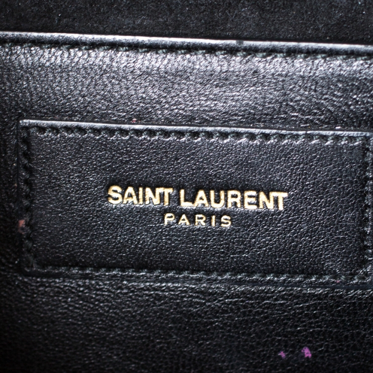 Pre Owned Saint Laurent Black Patent Leather Cassandre Clutch