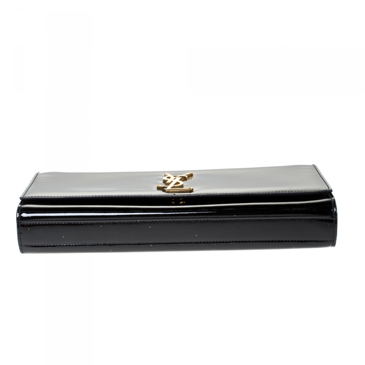 Pre Owned Saint Laurent Black Patent Leather Cassandre Clutch