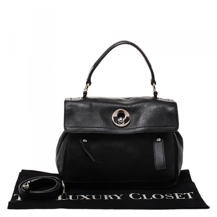 Pre Owned Saint Laurent Black Leather Small Muse Two Satchel