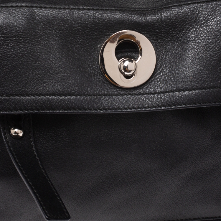 Pre Owned Saint Laurent Black Leather Small Muse Two Satchel