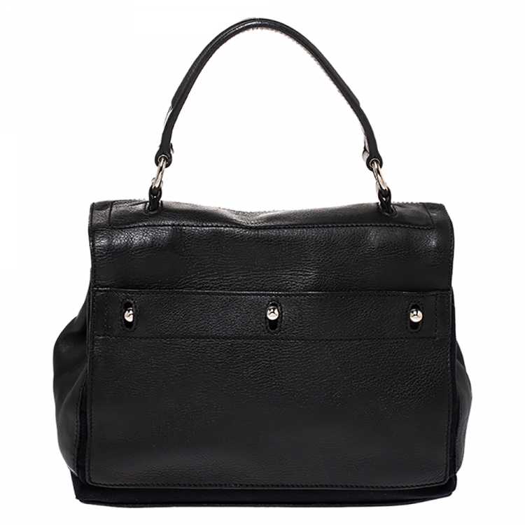 Pre Owned Saint Laurent Black Leather Small Muse Two Satchel