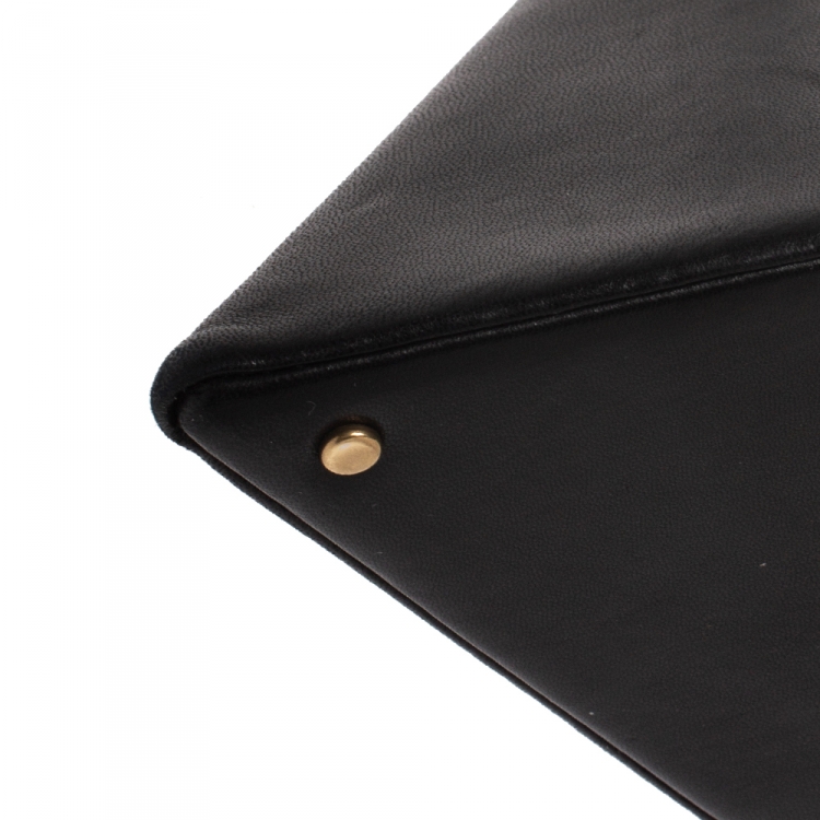 Pre Owned Saint Laurent Black Leather Pyramid Clutch