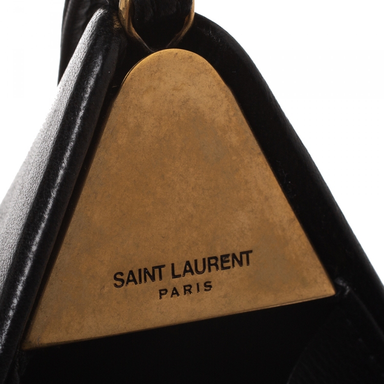 Pre Owned Saint Laurent Black Leather Pyramid Clutch