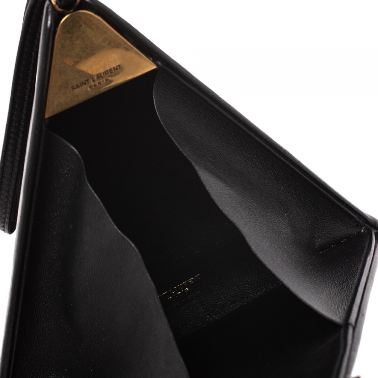 Pre Owned Saint Laurent Black Leather Pyramid Clutch