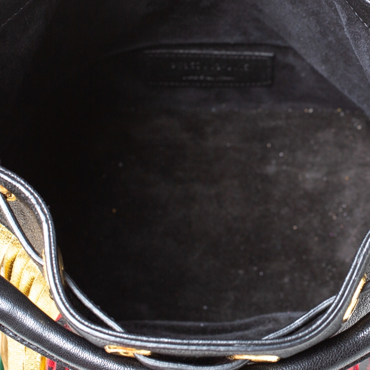 Pre Owned Saint Laurent Multicolor Leather Small Emmanuelle Fringed Bucket Bag