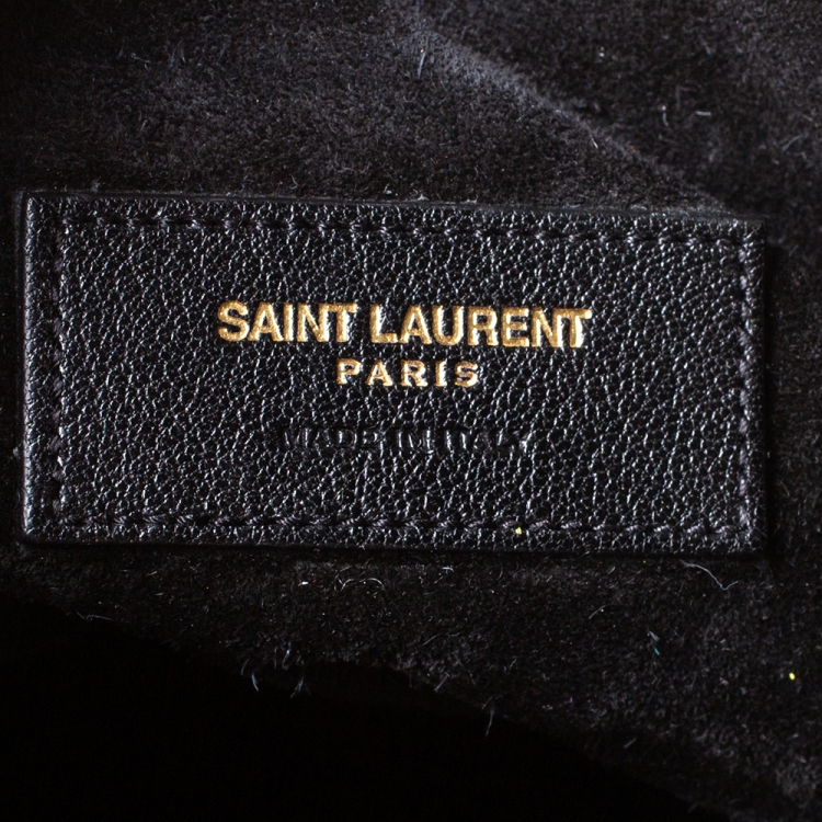 Pre Owned Saint Laurent Multicolor Leather Small Emmanuelle Fringed Bucket Bag