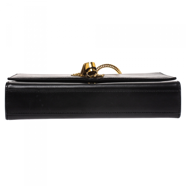 Pre Owned Saint Laurent Black Leather Medium Kate Tassel Shoulder Bag