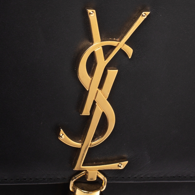 Pre Owned Saint Laurent Black Leather Medium Kate Tassel Shoulder Bag
