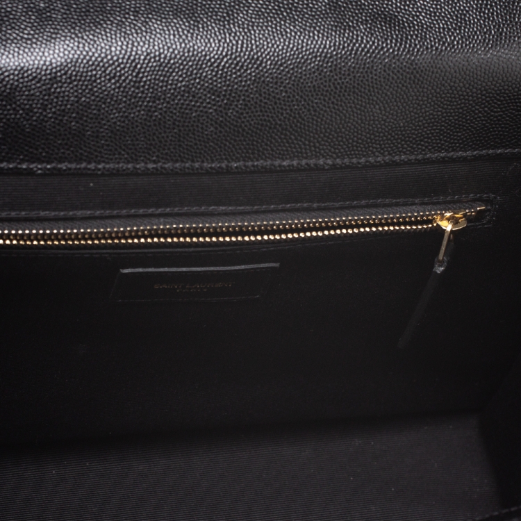 Pre Owned Saint Laurent Black Matelasse Leather Large Cassandre Flap Bag