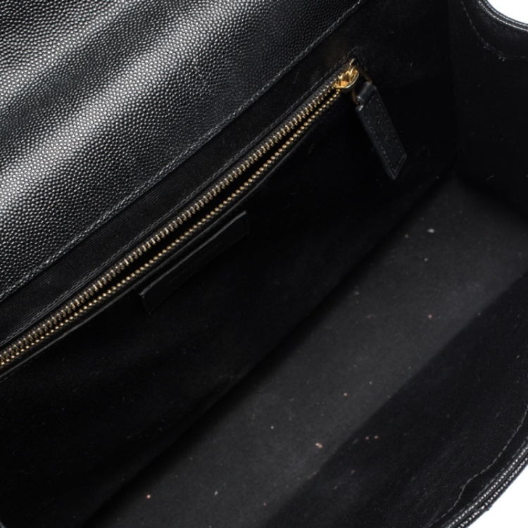 Pre Owned Saint Laurent Black Matelasse Leather Large Cassandre Flap Bag