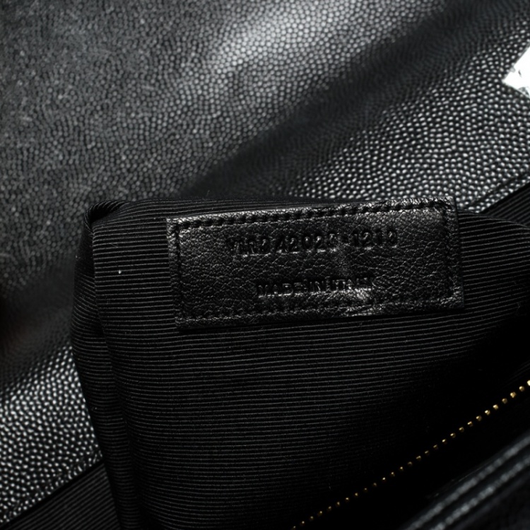 Pre Owned Saint Laurent Black Matelasse Leather Large Cassandre Flap Bag