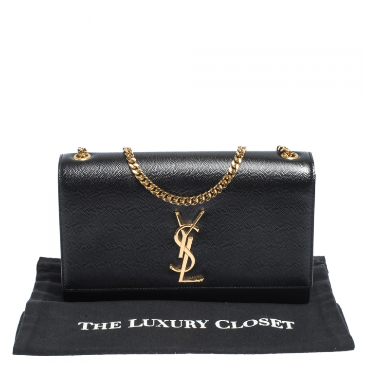 Pre Owned Saint Laurent Black Leather Medium Kate Shoulder Bag